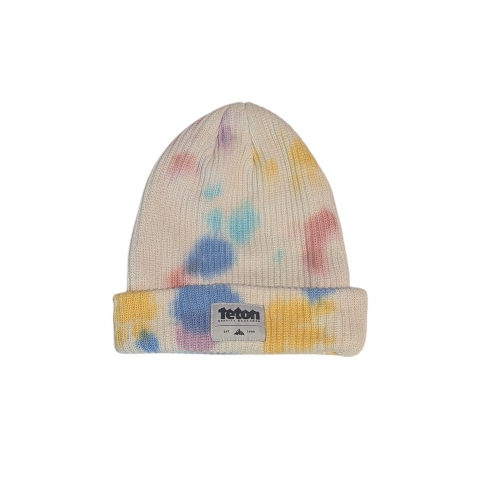 Teton Gravity Research‎ TGR Tie Dye Ribbed Knit Beanie Hat Cream Multi Color